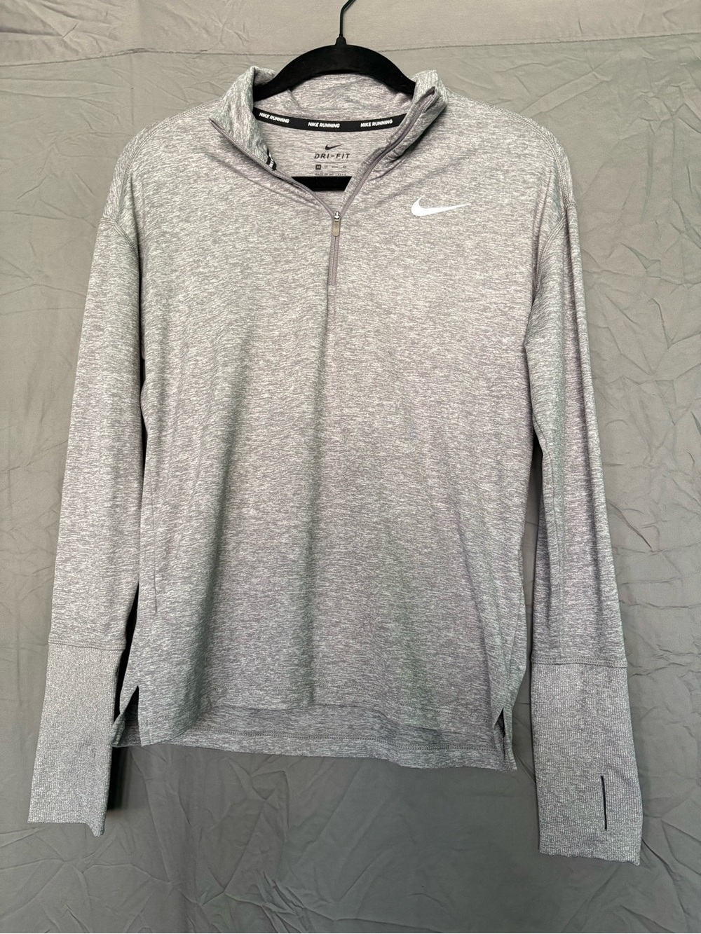 Nike Light Grey Heather Quarter-Zip Performance Top